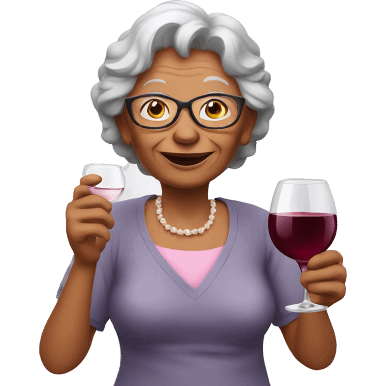 grandmother with a glass of wine emoji