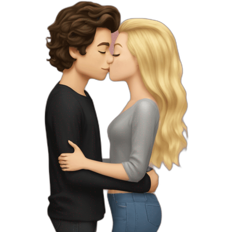 harry styles kissing blonde girl emoji