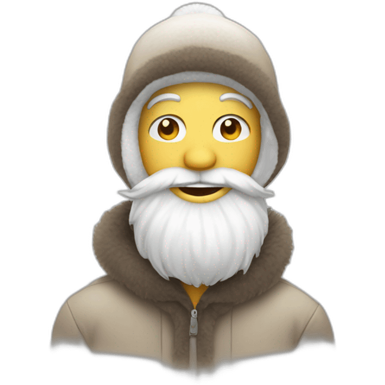 smiling guy beard in fluffy hat emoji