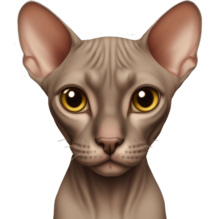 Brown-Sphynx cat,half body emoji