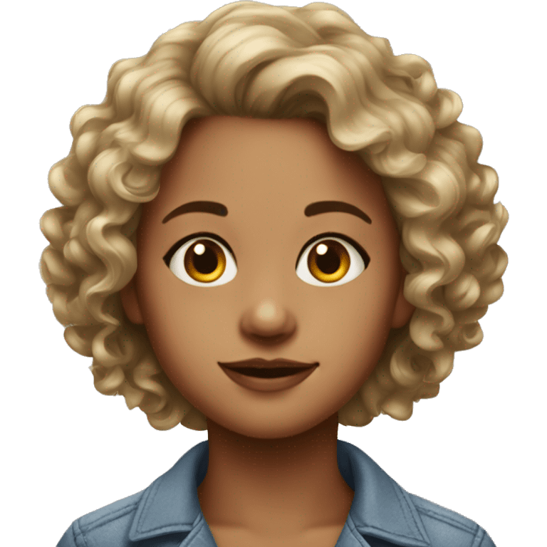 realistic portrait of a girl with a curl hair emoji