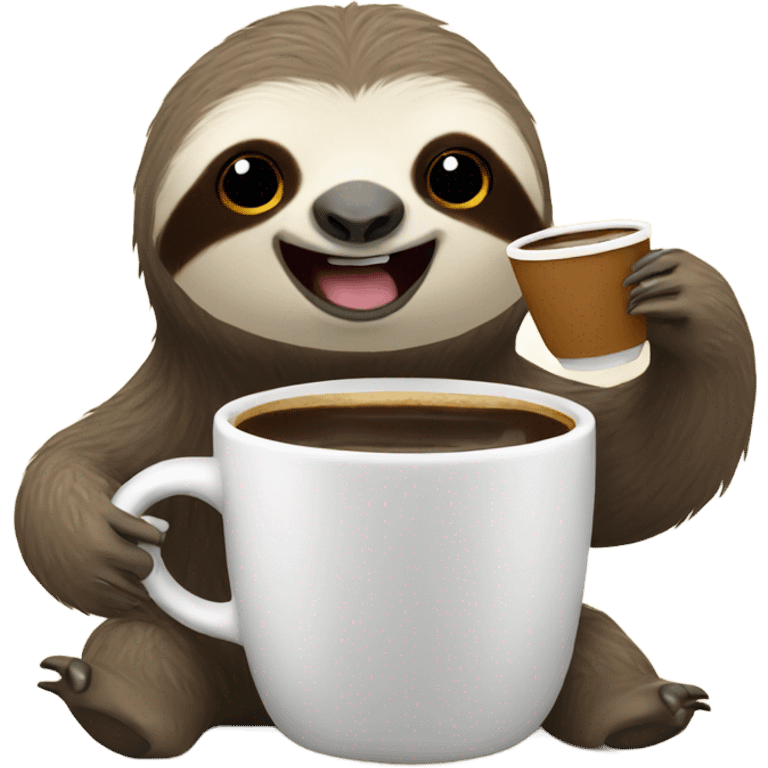 sloth drinking coffee cheering  emoji