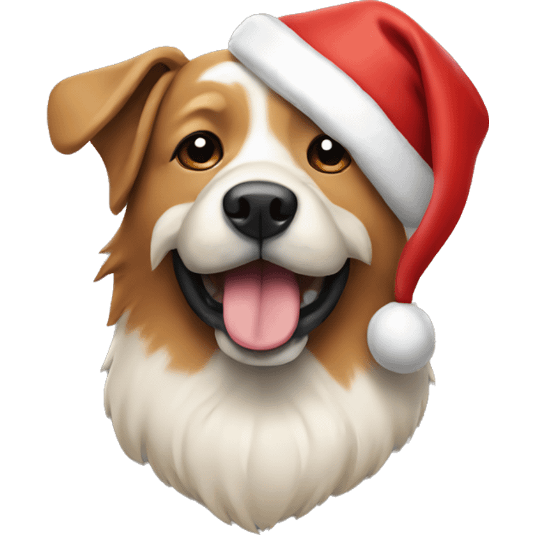 Dog with Christmas hat and Beard emoji