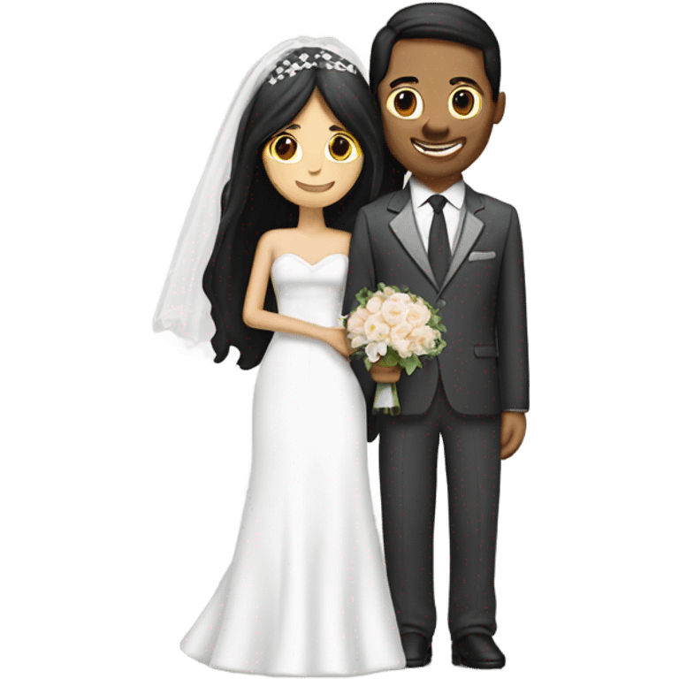 wedding couple, women has long black hair and groom have also brown hair. They are getting married in church  emoji