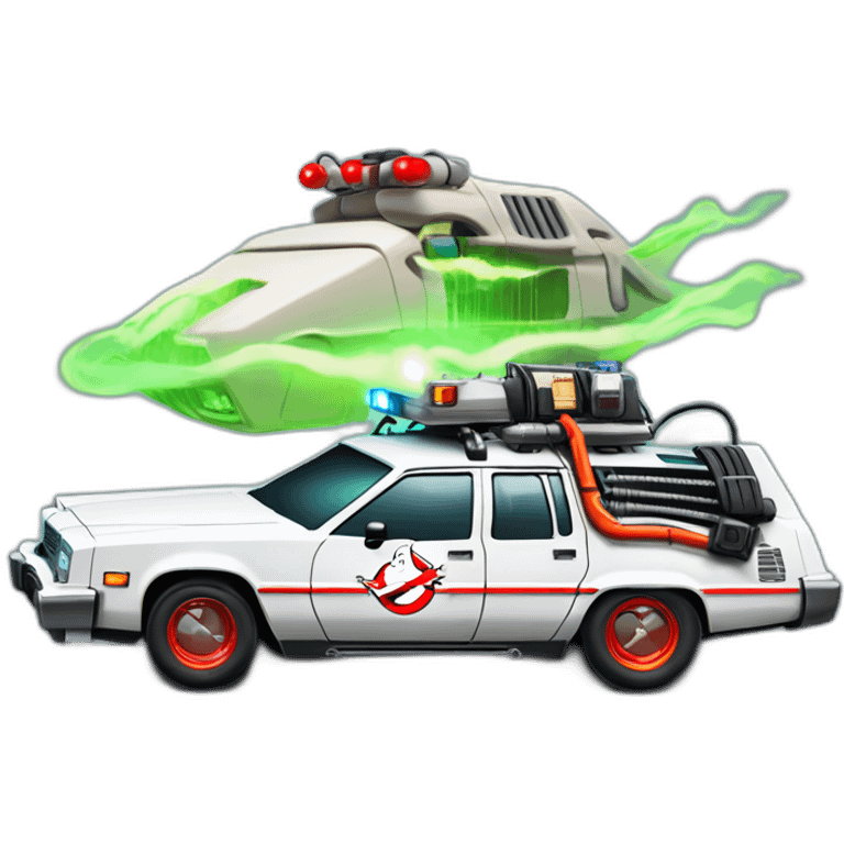 Ghostbusters ECTO-1 as a DeLorean emoji