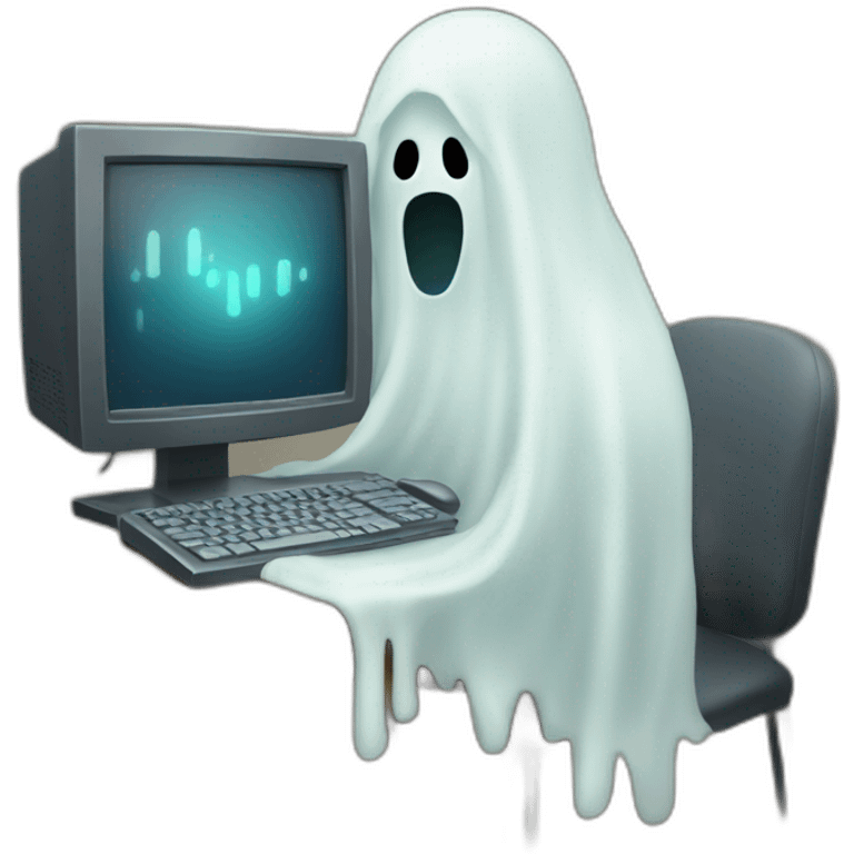 Ghost with a computer emoji