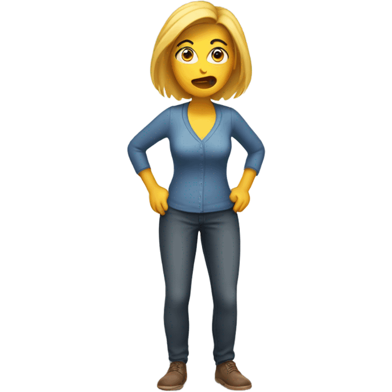 Woman shocked hand on her head full height emoji