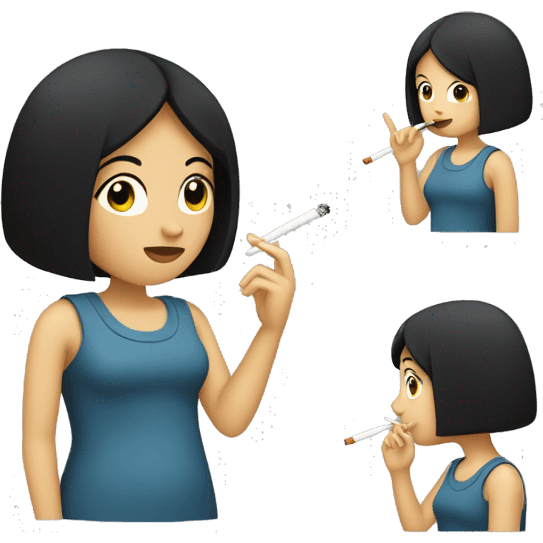 girl with black hair smoking a cigarette  emoji