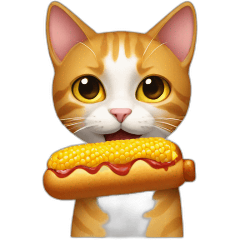 Cat eating corn dog emoji