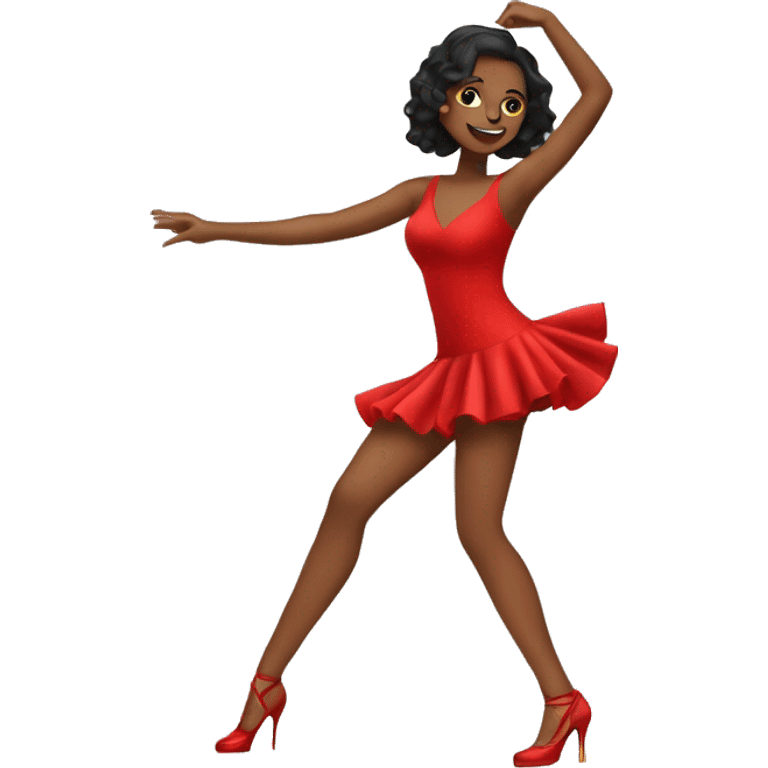 salsa dance girl with red dress and heels and dance Parter emoji