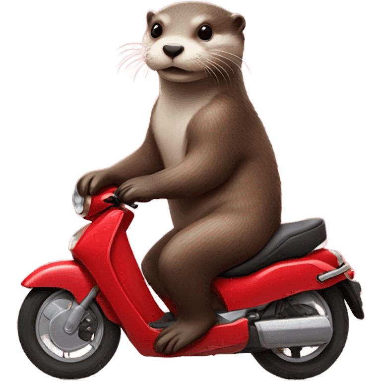 Otter laying on the seat of a red motorbike  emoji