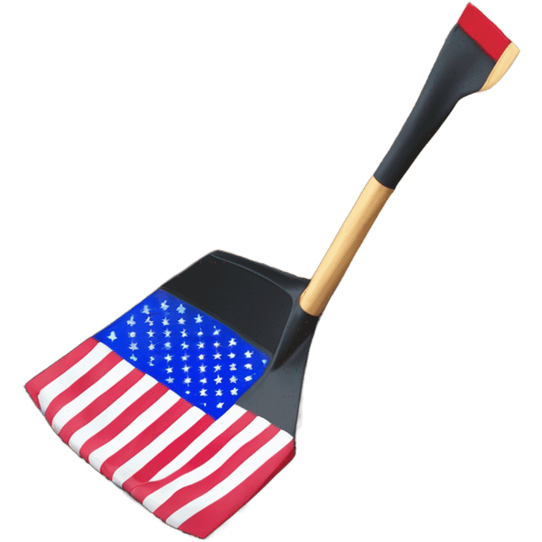 Large American Flag attached to one smaller black shovel in the ground   emoji