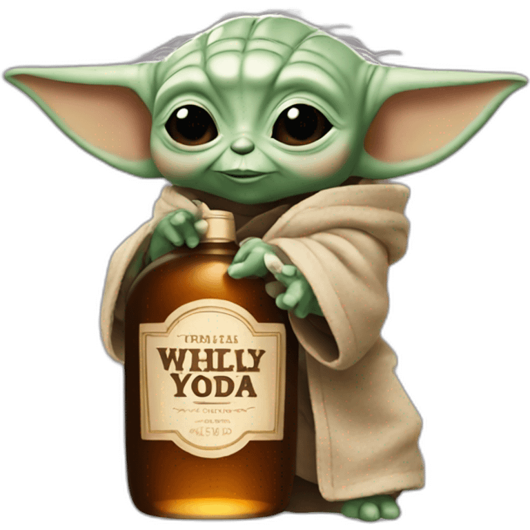 baby Yoda holding up a bottle of whiskey emoji