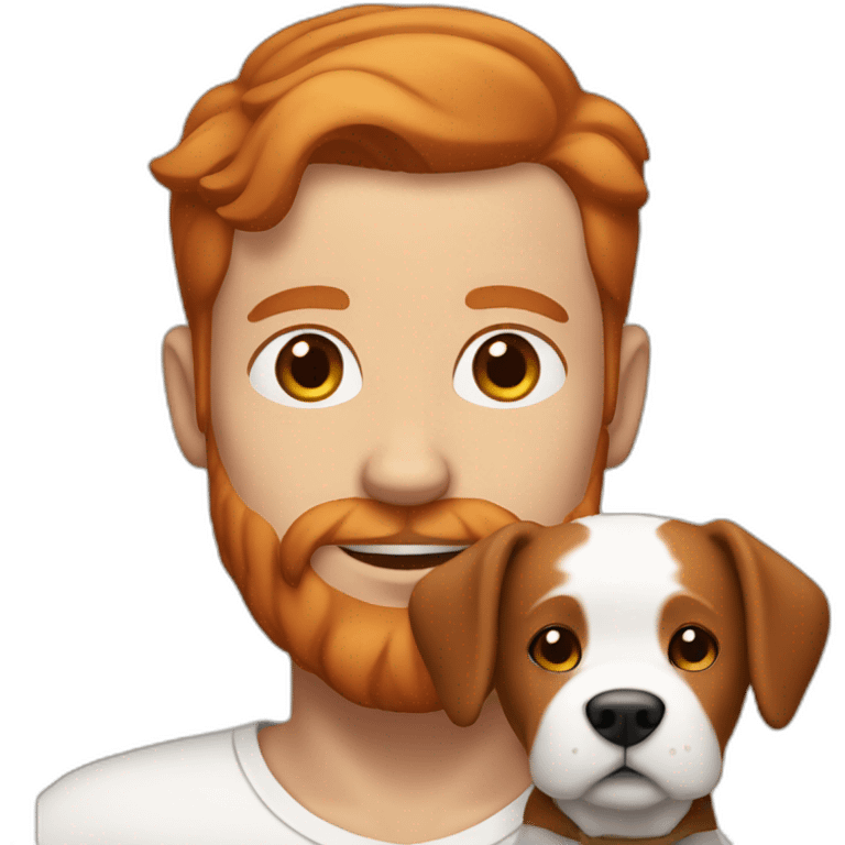 Red haired white man with brown dog no beard emoji