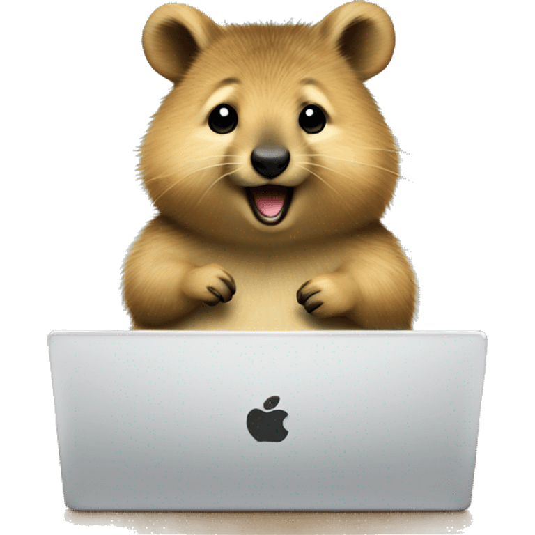 cute busy quokka with a labtop emoji