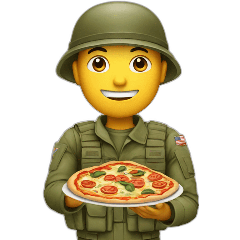 Soldier with pizza and soy beans in the hand emoji