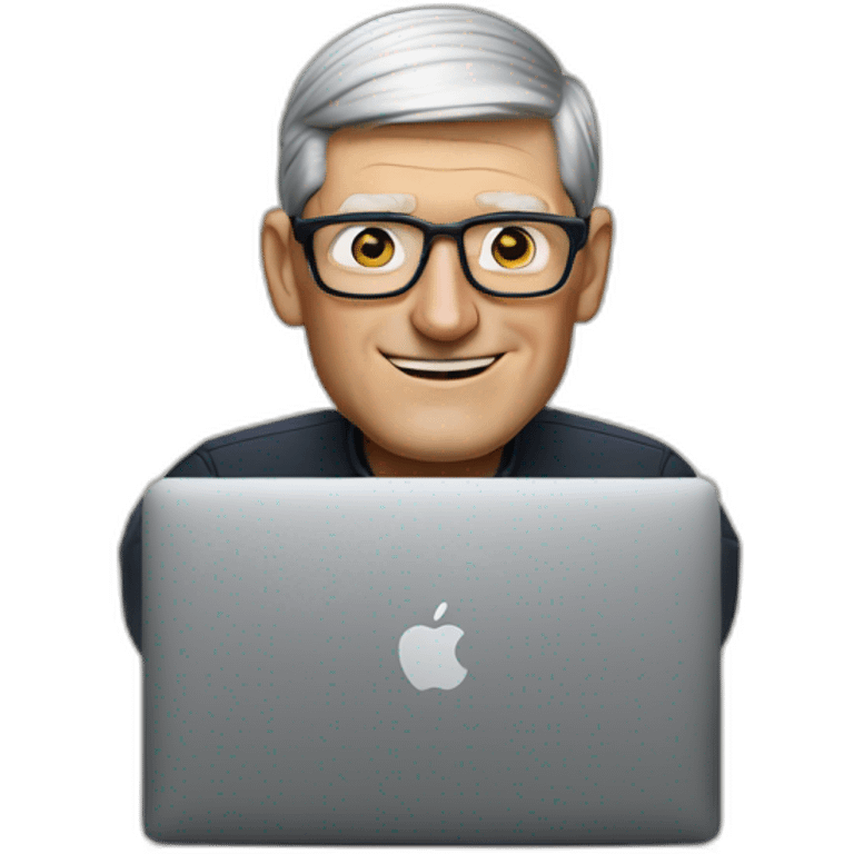 tim cook with macbook emoji