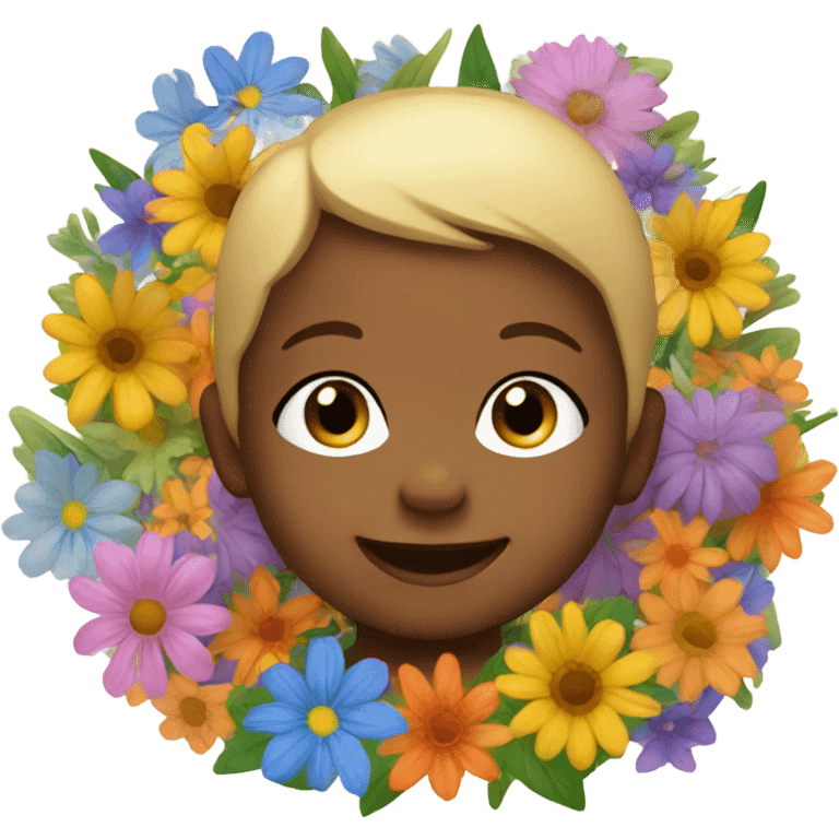 smiling baby with flowers theme emoji