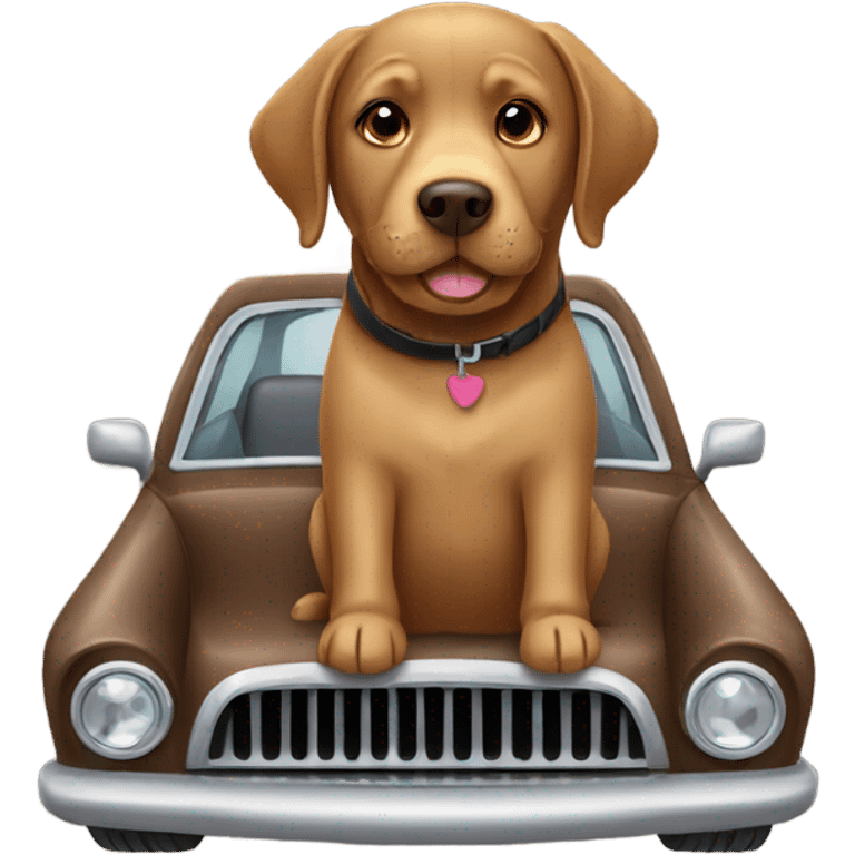 Brown Labrador in a car emoji