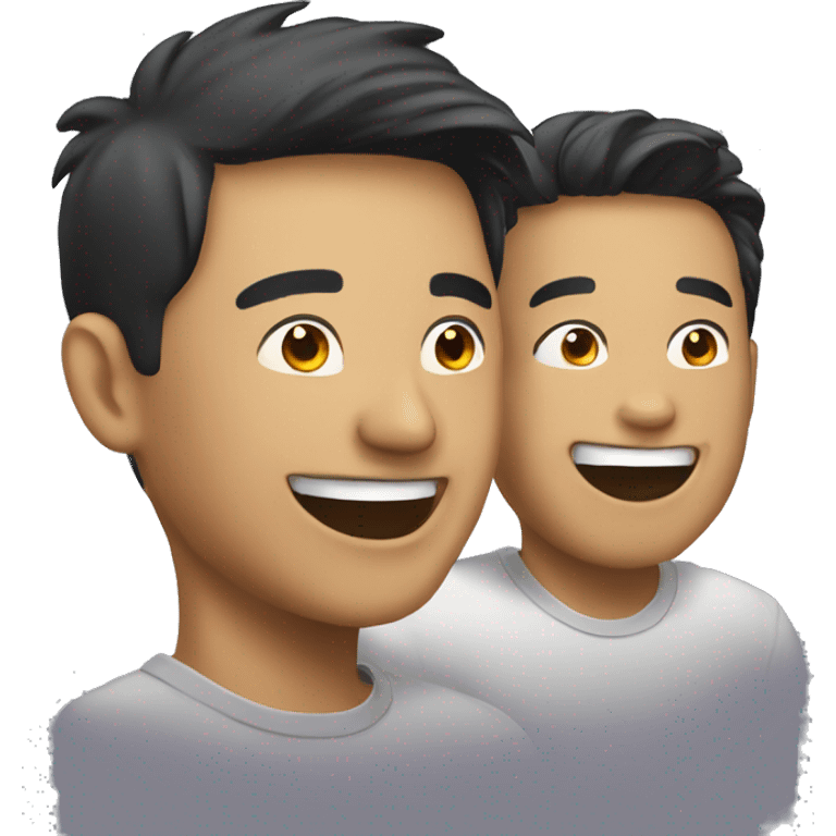 asian guy with black guy laughing emoji