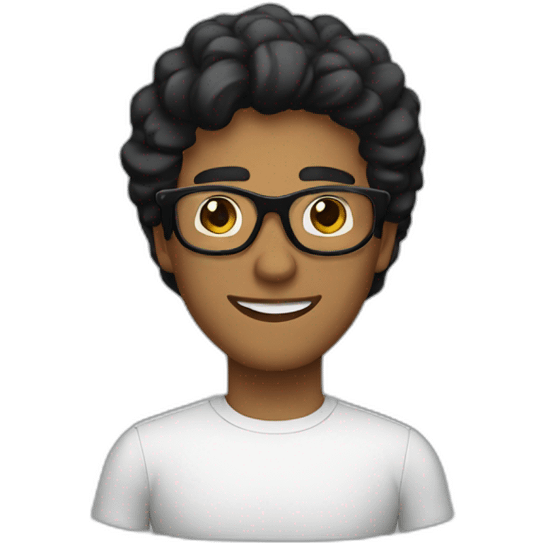 brown guy with black hair hexagonal eyewear emoji