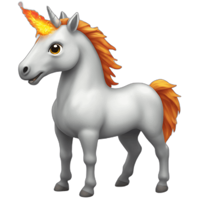 Une licorne qui pète du feu emoji