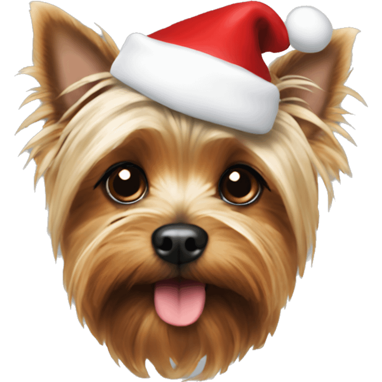 Yorkie with Santa hat emoji