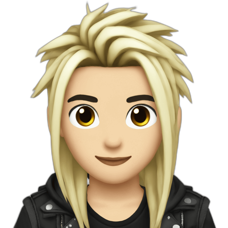 Bill Kaulitz black hair down with blonde highlights emo emoji