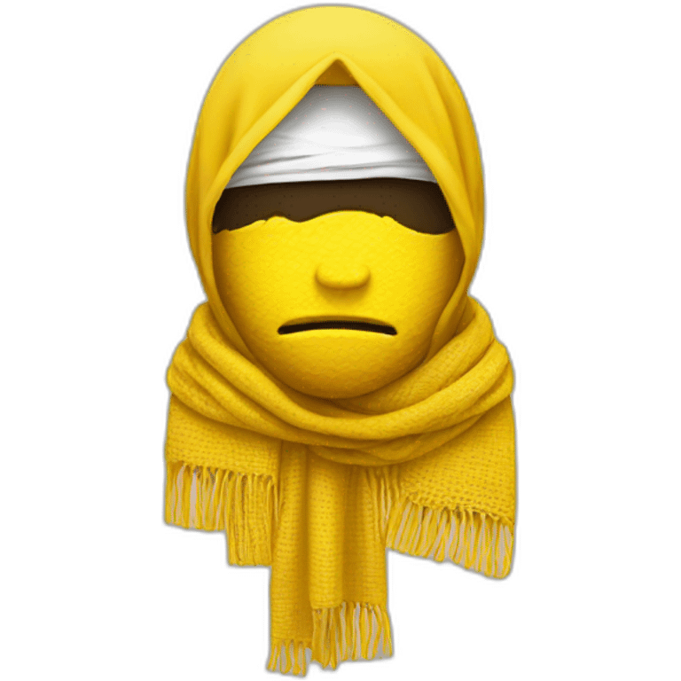 Sad yellow face emoji with shemagh  emoji