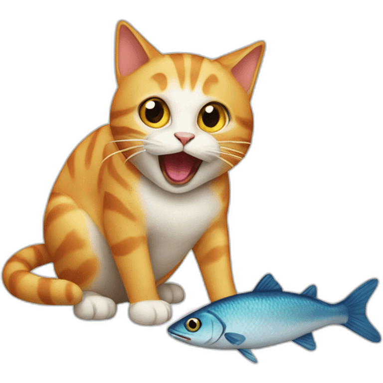 cat eating a fish emoji