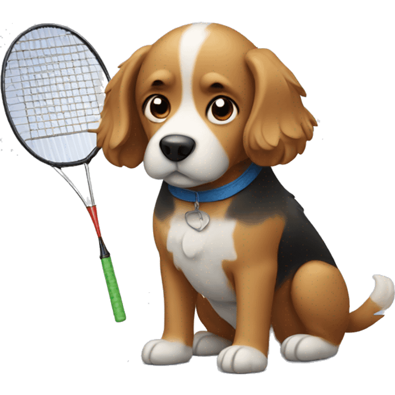 Dog with badminton  emoji