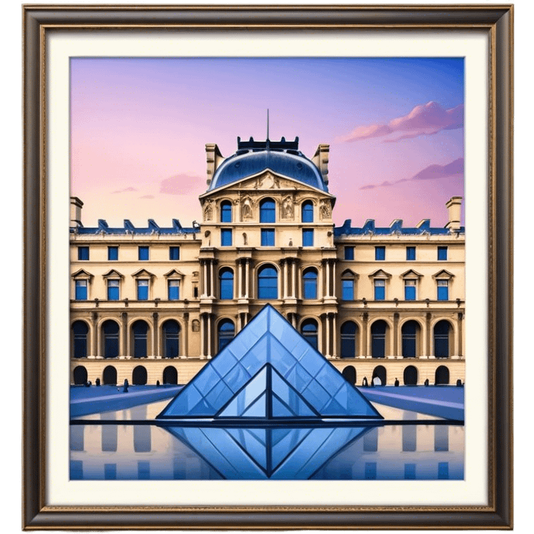 Cinematic Realistic Louvre Museum Landmark Emoji, depicted with the historic museum facade and glass pyramid rendered with lifelike detail and elegant, ambient lighting. emoji