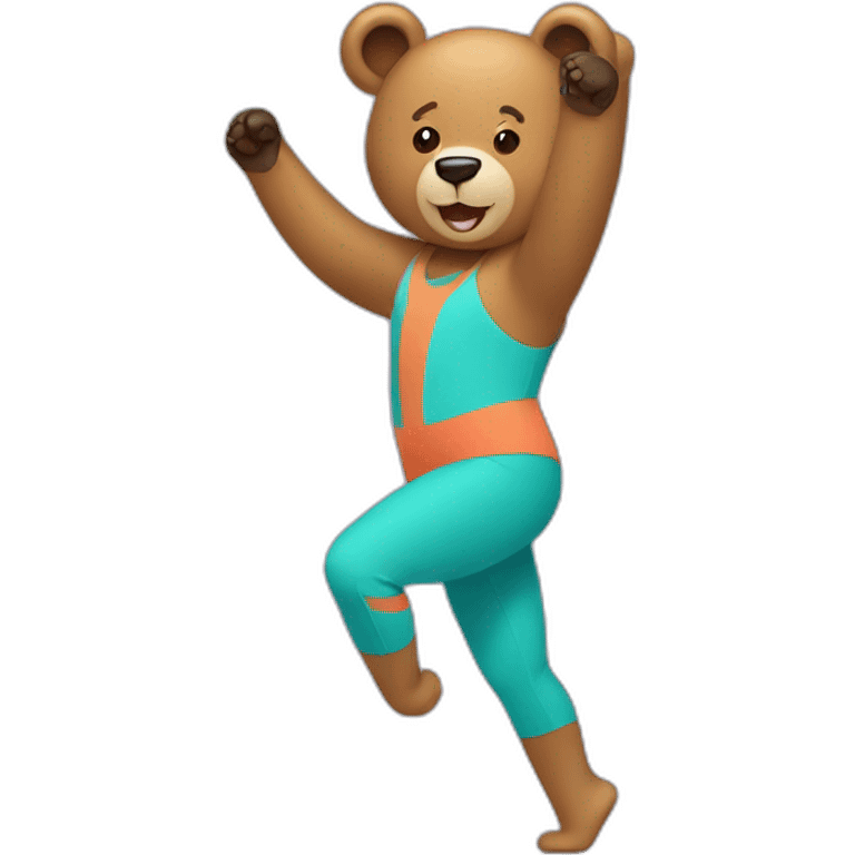 Bear wearing a unitard doing aerobics emoji