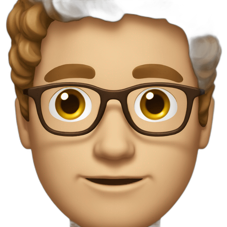 a beautiful male model with brown medium hair and glasses emoji