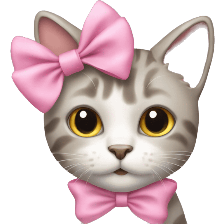 Cat with a pink bow emoji