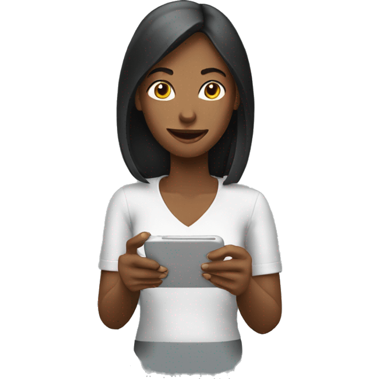 woman sending sms emoji