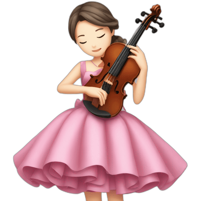 Miyazono Kaori playing violin in a pink dress emoji