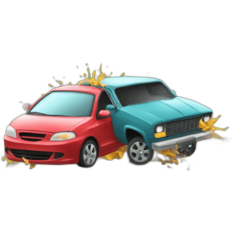 a car crashing into another car emoji