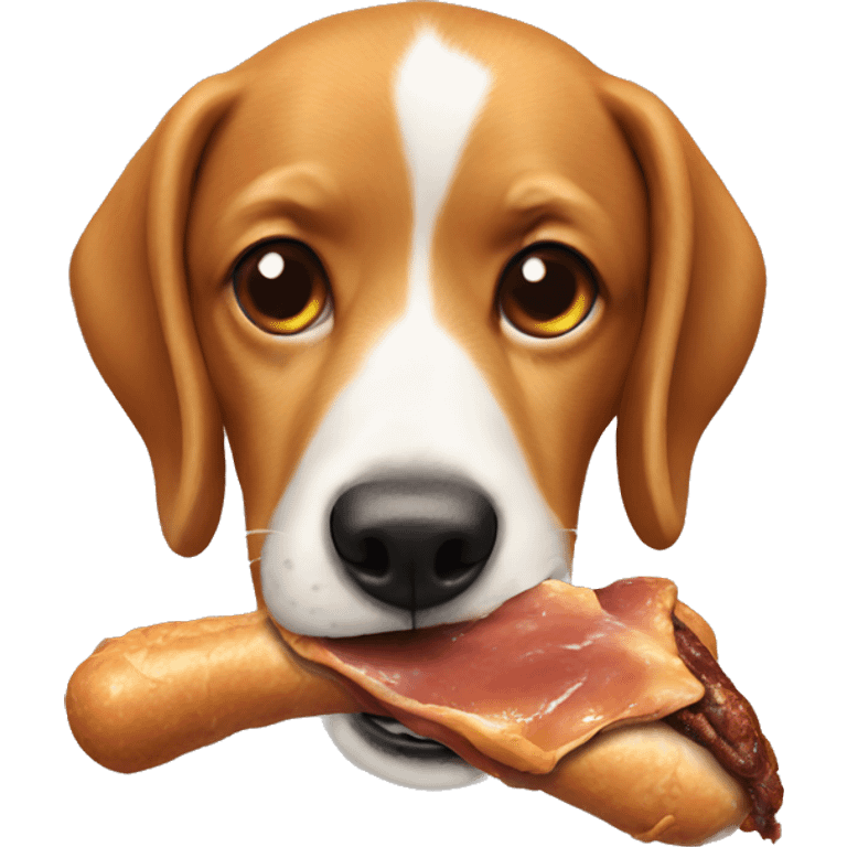 Dog eating chicken leg emoji