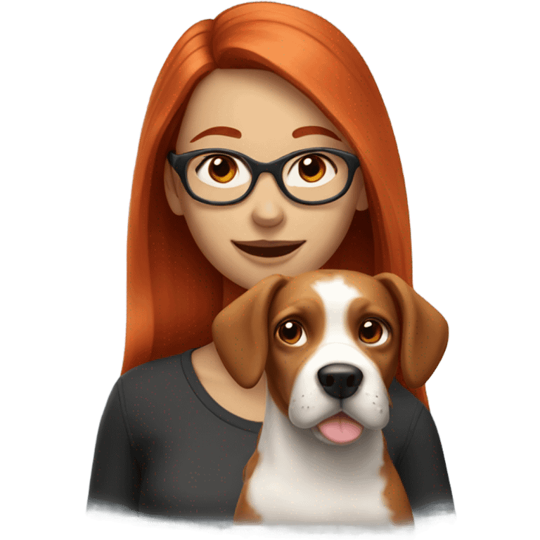 Redhead glasses girl dog emoji