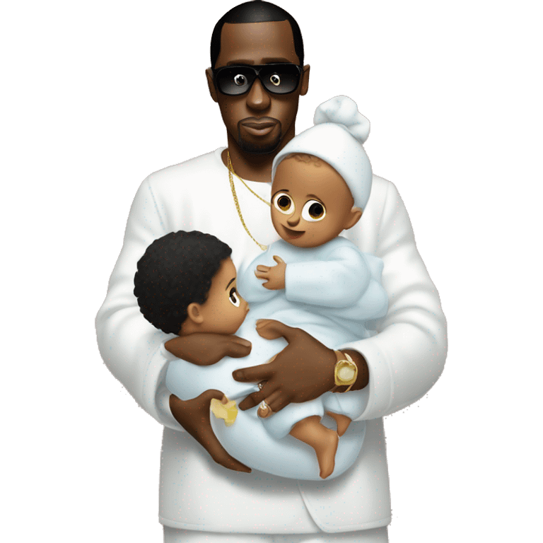 P diddy holding baby and baby oil  emoji