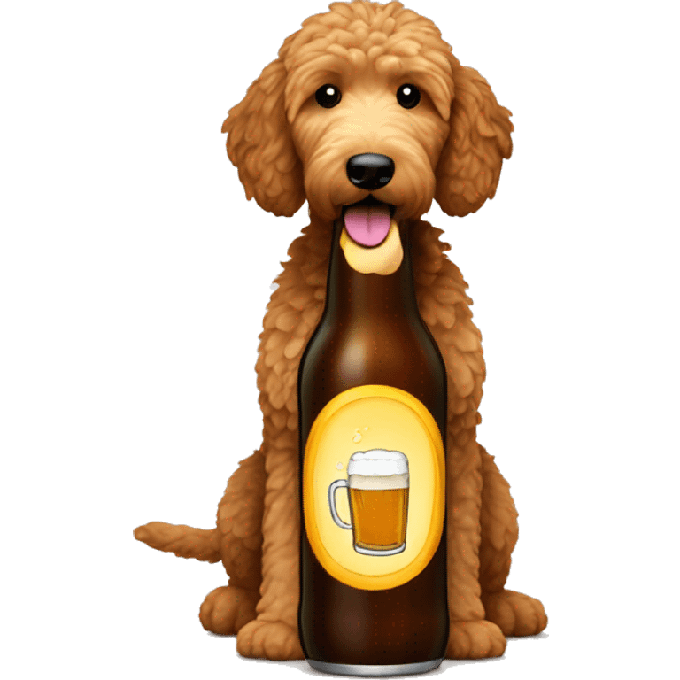 toasting beer bottle brown golden doodle emoji