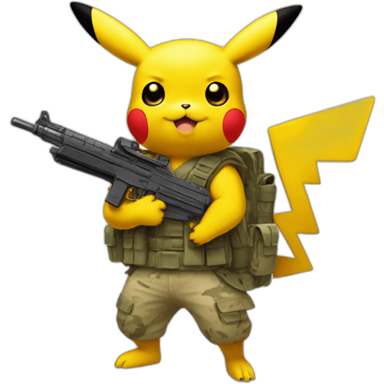 pikachu wearing soldier clothes holding a desert eagle emoji