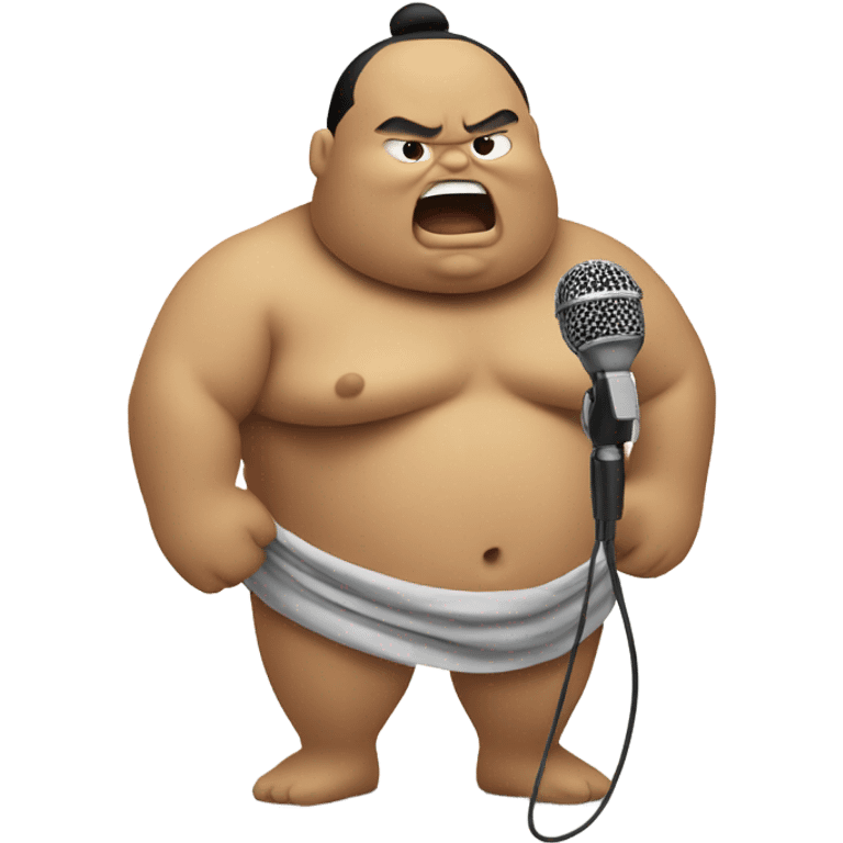 Sumo wrestler singing with microphone  emoji