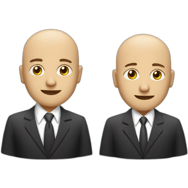 2 businessmen with shaved heads, one black one white, both on cell phones emoji