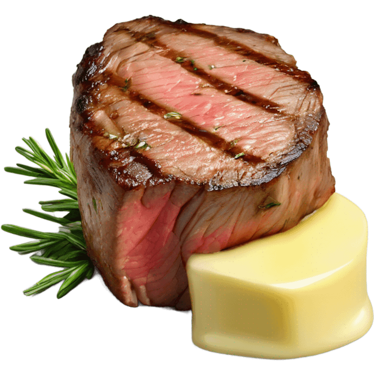 Medium rare filet mignon with butter and rosemary  emoji