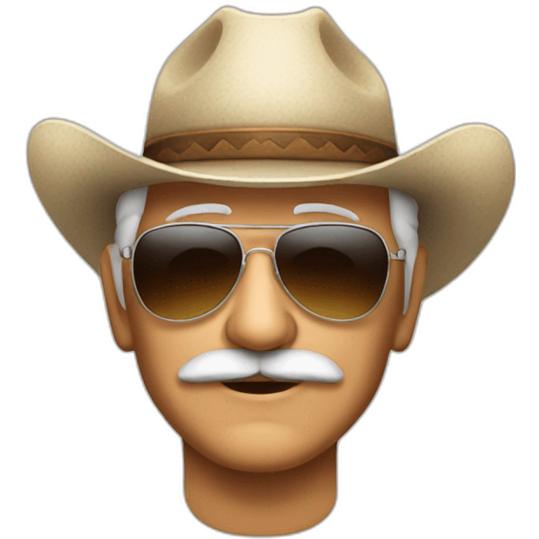 Hispanic old man with with mustache, sunglasses aviator and cowboy hat emoji