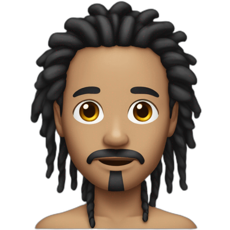 Black lightskin man with long black dreads, a moustache and goatee and a large birthmark located on his left cheek emoji