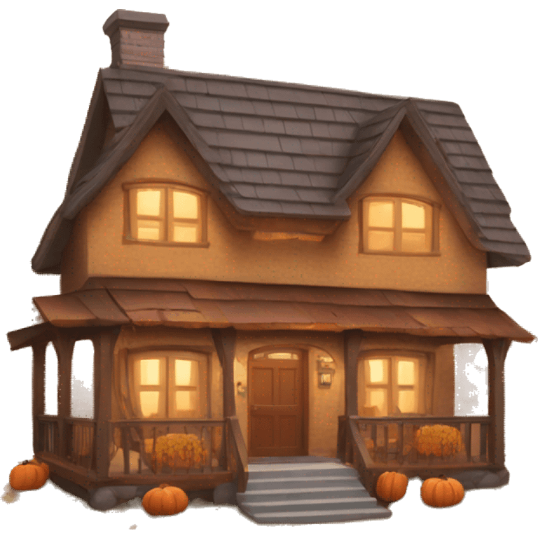 Cozy autumn house emoji