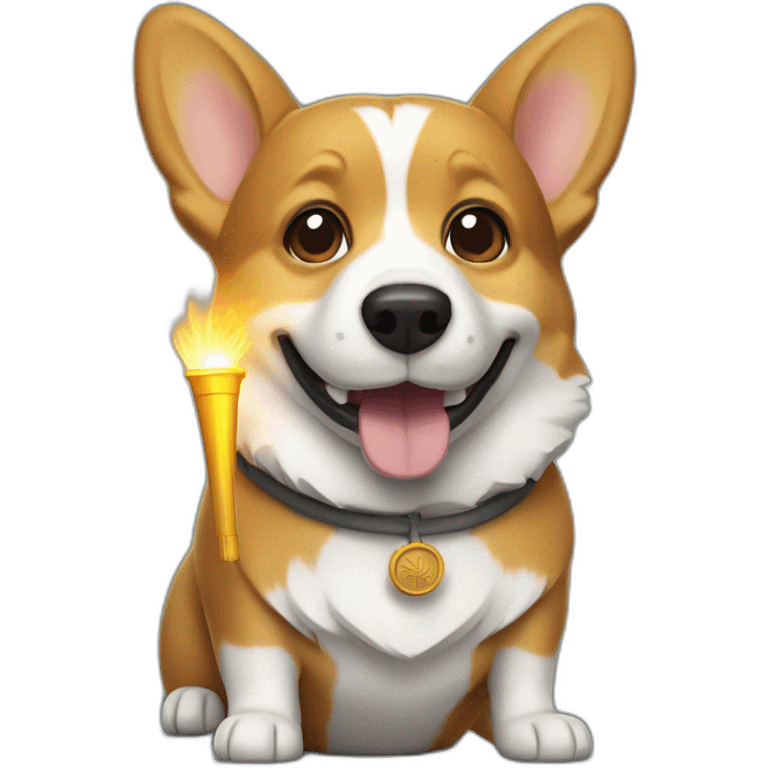 a corgi holding a torch like the statue of liberty emoji